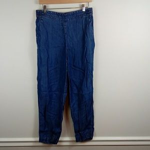 Denim chambray pull on pants from The Limited